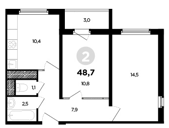 48,9 м², 2-комнатная квартира 6 447 954 ₽ - изображение 15