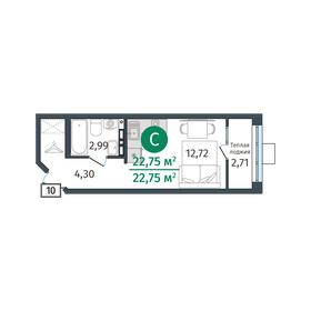 Квартира 22,7 м², 1-комнатная - изображение 1