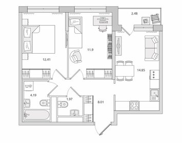 Квартира 55,8 м², 2-комнатная - изображение 1