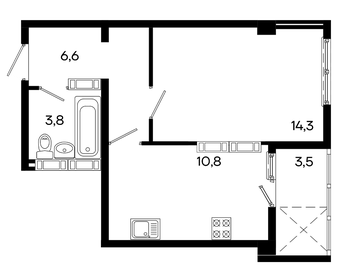 38,9 м², 1-комнатная квартира 6 418 500 ₽ - изображение 6