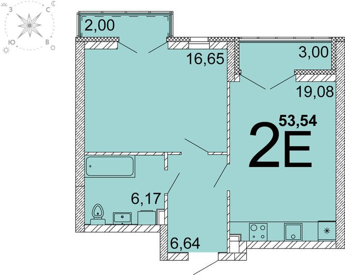 50,6 м², 1-комнатная квартира 7 593 468 ₽ - изображение 1