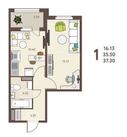 36 м², 1-комнатная квартира 3 800 000 ₽ - изображение 9