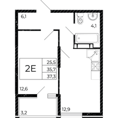 Квартира 37,3 м², 1-комнатная - изображение 2