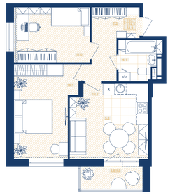 52,4 м², 2-комнатная квартира 6 950 000 ₽ - изображение 66