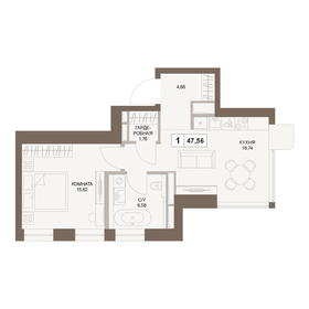 47,7 м², 1-комнатная квартира 25 451 710 ₽ - изображение 44