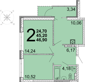 49,5 м², 2-комнатная квартира 6 450 000 ₽ - изображение 62