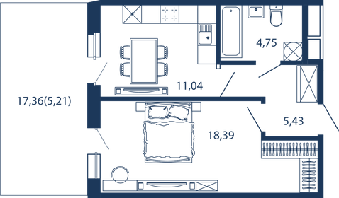 43 м², 1-комнатные апартаменты 16 688 630 ₽ - изображение 36