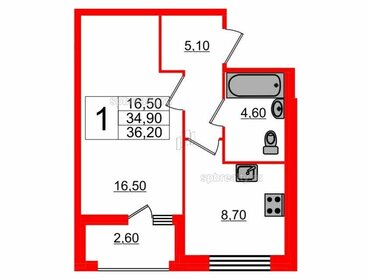 Квартира 36,2 м², 1-комнатная - изображение 1