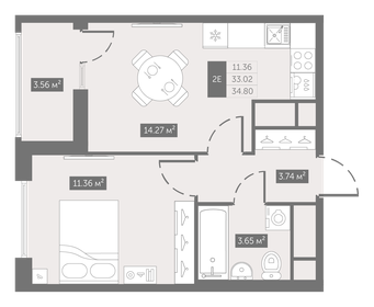 32 м², 1-комнатная квартира 4 000 000 ₽ - изображение 113