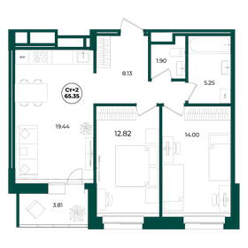 Квартира 65,4 м², 2-комнатная - изображение 1