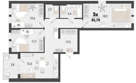 85,4 м², 3-комнатная квартира 22 332 954 ₽ - изображение 9