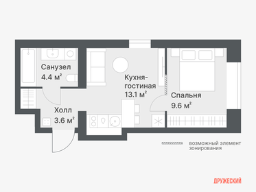26,5 м², 1-комнатная квартира 2 400 000 ₽ - изображение 106