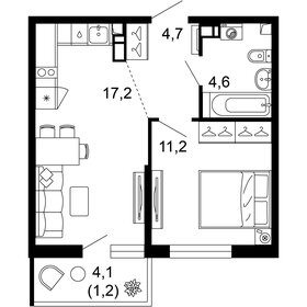 Квартира 38,9 м², 1-комнатная - изображение 1