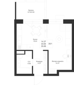 35,5 м², квартира-студия 6 606 720 ₽ - изображение 29