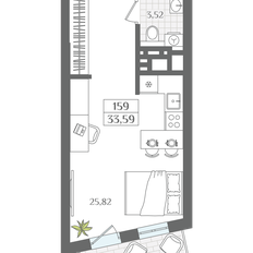 Квартира 33,6 м², 1-комнатные - изображение 2