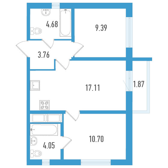 50,3 м², 2-комнатная квартира 11 532 375 ₽ - изображение 26