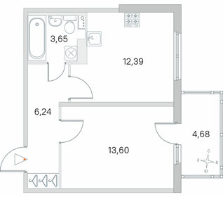 Квартира 37,3 м², 1-комнатная - изображение 1