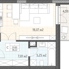 Квартира 36,2 м², студия - изображение 3