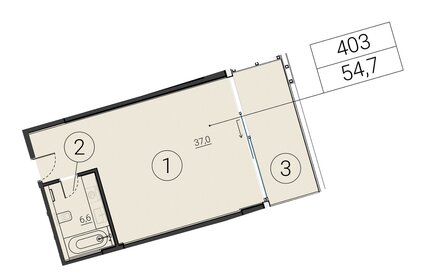 Квартира 54,7 м², 1-комнатные - изображение 1