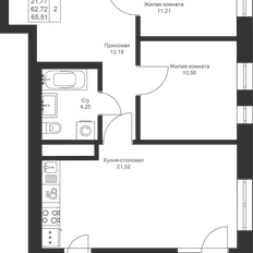 Квартира 65,5 м², 2-комнатная - изображение 3