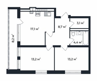 58,5 м², 2-комнатная квартира 6 750 000 ₽ - изображение 17