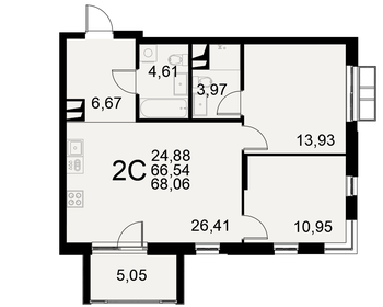 Квартира 68,1 м², 2-комнатная - изображение 1