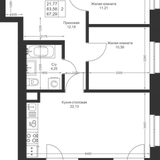 Квартира 67,3 м², 2-комнатная - изображение 2