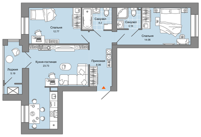 66,7 м², 3-комнатная квартира 2 300 000 ₽ - изображение 75
