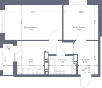 52,9 м², 2-комнатная квартира 10 730 580 ₽ - изображение 2