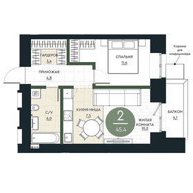 45,4 м², 2-комнатная квартира 6 855 400 ₽ - изображение 10