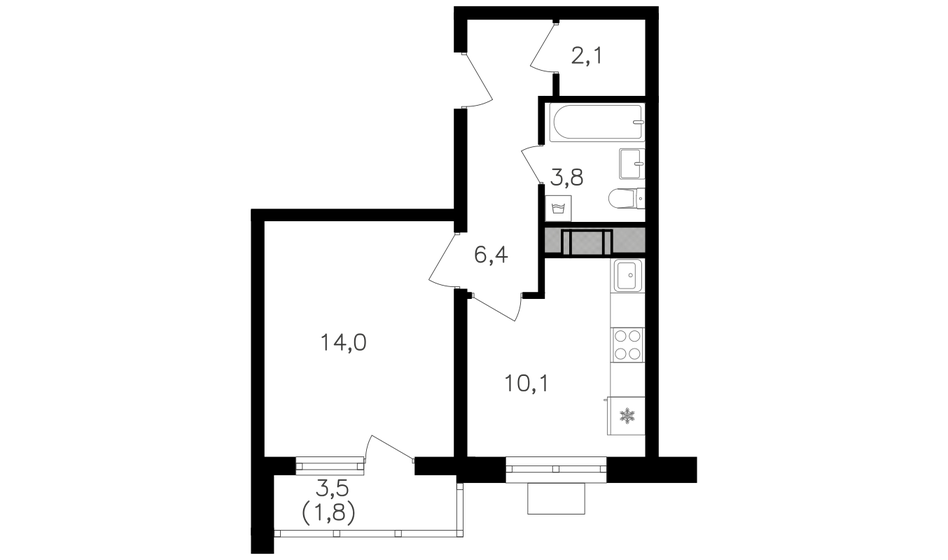 39 м², 1-комнатная квартира 17 745 000 ₽ - изображение 26