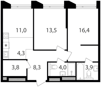 64,5 м², 2-комнатная квартира 27 528 600 ₽ - изображение 35