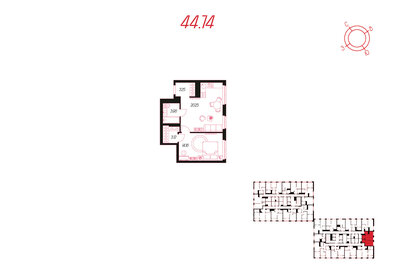 43 м², 1-комнатная квартира 6 190 000 ₽ - изображение 45