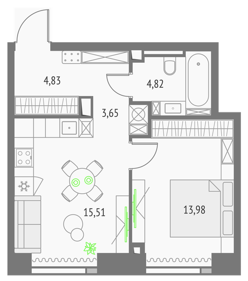 42,8 м², 1-комнатная квартира 21 524 668 ₽ - изображение 15