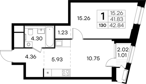 42,8 м², 1-комнатная квартира 11 449 999 ₽ - изображение 46