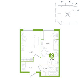 Квартира 36,8 м², 2-комнатная - изображение 1