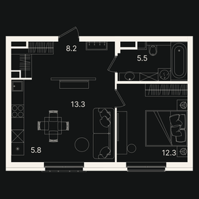 55,9 м², 2-комнатная квартира 11 500 000 ₽ - изображение 113