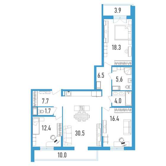 110,1 м², 3-комнатная квартира 23 121 000 ₽ - изображение 1