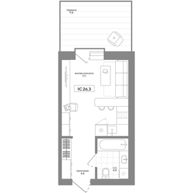 Квартира 26,3 м², 1-комнатная - изображение 1