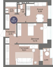 Квартира 53,2 м², 2-комнатная - изображение 1