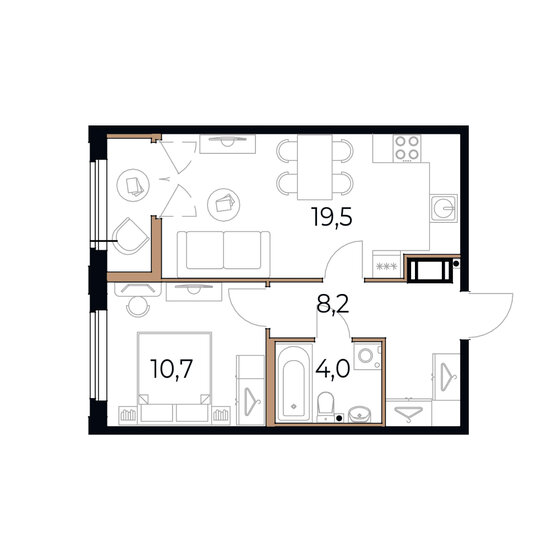 43,8 м², 1-комнатная квартира 7 314 600 ₽ - изображение 51