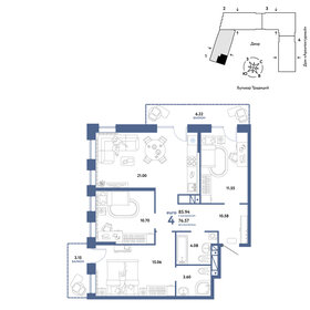 105,7 м², 4-комнатная квартира 8 300 000 ₽ - изображение 110