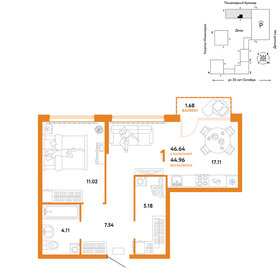 51,2 м², 1-комнатная квартира 7 300 000 ₽ - изображение 35