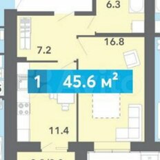 Квартира 45 м², 1-комнатная - изображение 2