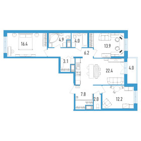 76,3 м², 3-комнатная квартира 22 900 000 ₽ - изображение 129