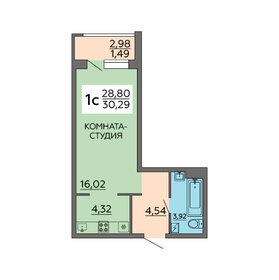 29,1 м², 1-комнатная квартира 2 800 000 ₽ - изображение 66