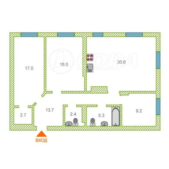 98,5 м², 3-комнатная квартира 9 500 000 ₽ - изображение 1