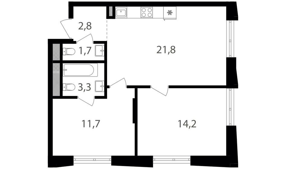 55,5 м², 2-комнатная квартира 19 058 700 ₽ - изображение 1