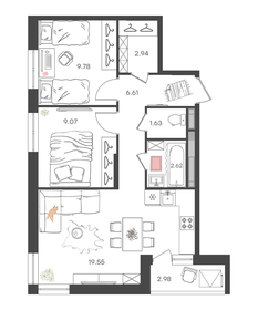 Квартира 53,7 м², 3-комнатная - изображение 1