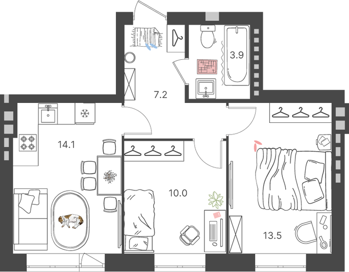48,7 м², 2-комнатная квартира 6 391 875 ₽ - изображение 1